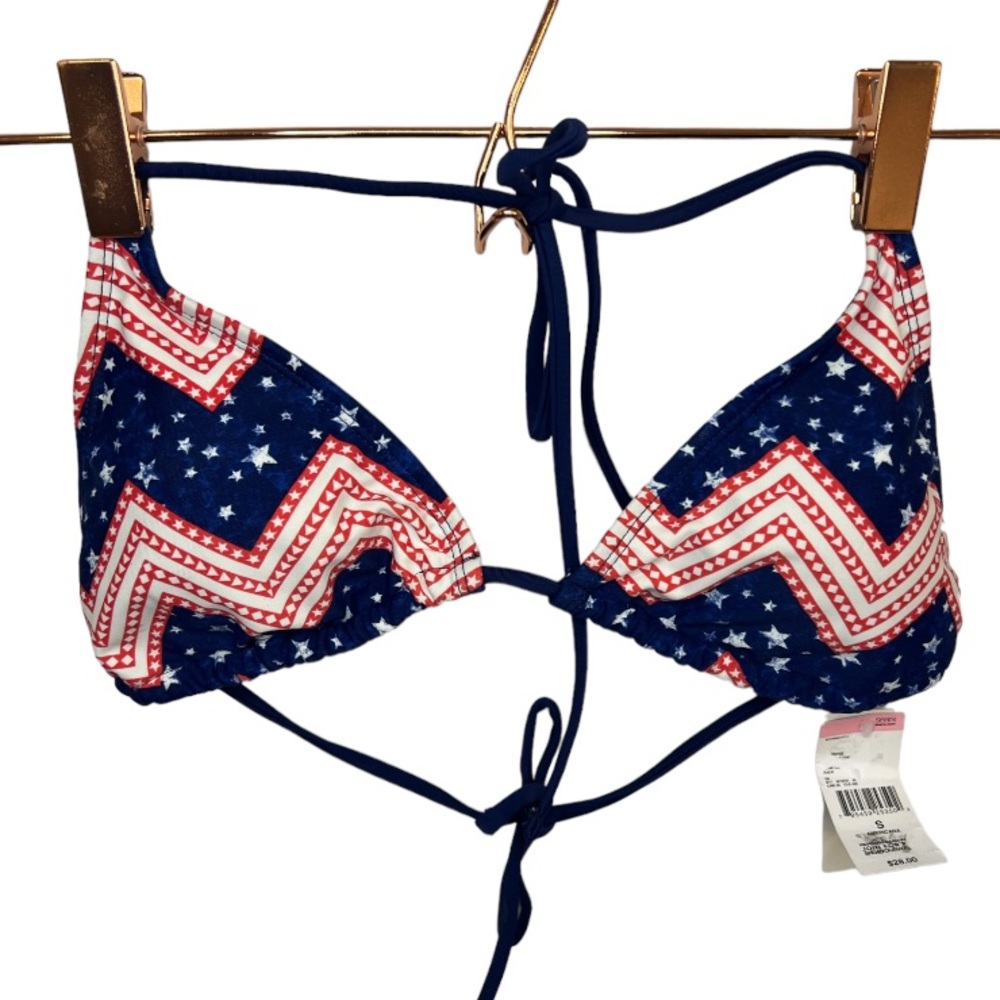 NWT Bongo Bikini Top Stars & Stripes halter size Small *